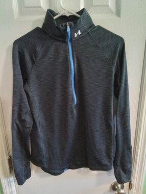 Under Armour Charcoal Gray Half-Zip Pullover with Blue Zipper